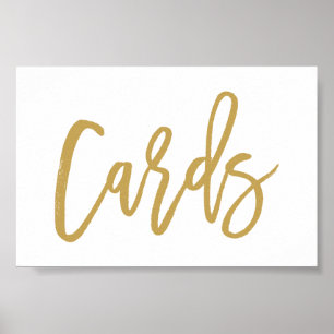 Chique met de hand geschreven gouden trouwkaarten poster