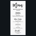 Chique met de hand geschreven huwelijksmenu menu<br><div class="desc">Eenvoudig en chic menu in wit en zwart. Bezoek onze online winkel om meer ontwerpen uit deze collectie te bekijken!</div>