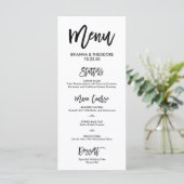 Chique met de hand geschreven huwelijksmenu menu (Staand voorkant)