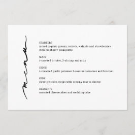 Chique met de hand geschreven huwelijksreceptie me menu