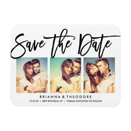 Chique met de hand geschreven save the date fotoco magneet (Horizontaal)