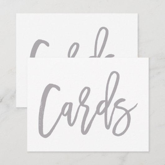 Chique met de hand geschreven zilveren trouwkaarte kaart (Voorkant / Achterkant)