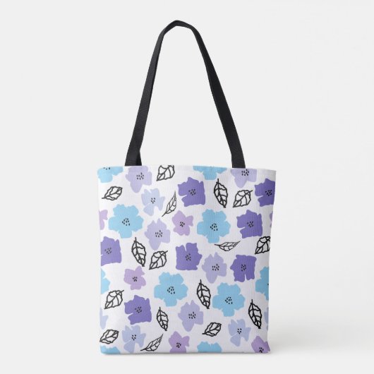Chique met de hand getekend bloempatroon tote bag (Achterkant)