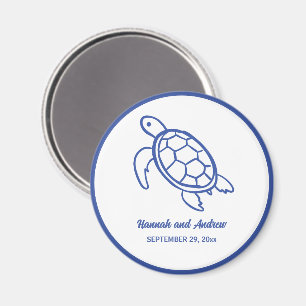 Chique met de hand getekende schildpad huwelijksgu magneet