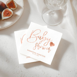 Chique met letters in roze goud folie baby shower servet