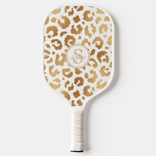Chique metaalgoud met witte luipaardprint voor mei pickleball paddle (Achterkant)