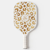 Chique metaalgoud met witte luipaardprint voor mei pickleball paddle (Voorkant)