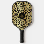 Chique Metallic Goud & Zwart Luipaard Print Meisje Pickleball Paddle (Achterkant)