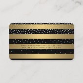 Chique Metallic Gouden Strepen Witte Stippen Visitekaartje (Achterkant)