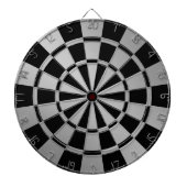 Chique Metallic Zilver en Zwart Dartbord (Voorkant)