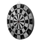 Chique Metallic Zilver en Zwart Dartbord (Voorkant Rechts)