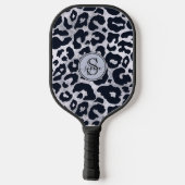 Chique Metallic Zilver Grijs Zwart Leopard Print Pickleball Paddle (Achterkant)