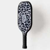 Chique Metallic Zilver Grijs Zwart Leopard Print Pickleball Paddle (Links)
