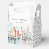 Chique Miami Florida Silhouette Watercolor Bruilof Bedankdoosjes (Geopend)