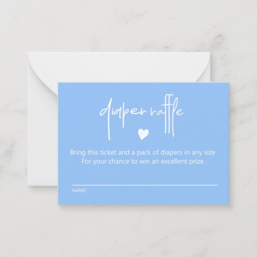 Chique Mid Blue Baby Jongen Douche Luier Raffle Notitiekaartje (Voorkant)