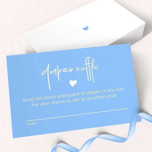 Chique Mid Blue Baby Jongen Douche Luier Raffle Notitiekaartje