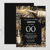 Chique mijlpaal verjaardag mousserende wijn vuurwe kaart (Voorkant / Achterkant)