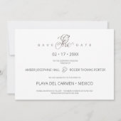 Chique minimaal 3 foto's collage bruiloft save the date (Achterkant)