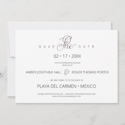 Chique minimaal 3 foto's collage bruiloft save the date (Achterkant)