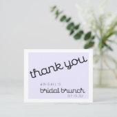 Chique Minimaal Lavendel Mod Script Bruids Brunch Bedankkaart (Staand voorkant)