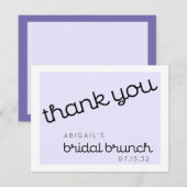 Chique Minimaal Lavendel Mod Script Bruids Brunch Bedankkaart (Voorkant / Achterkant)