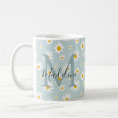 Chique Minimaal Madeliefje Turquoise Script Monogr Koffiemok (Links)