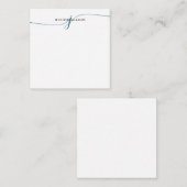 Chique minimaal Navy Blue Script Monogram Notitiekaartje (Voorkant / Achterkant)