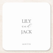 Chique minimaal paar wit bruiloft papier Onderzett Kartonnen Onderzetters (Voorkant)
