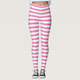 Chique minimaal roze en wit gestreept leggings