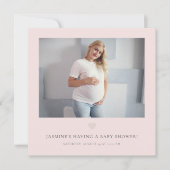 Chique minimaal roze foto baby shower kaart (Voorkant)