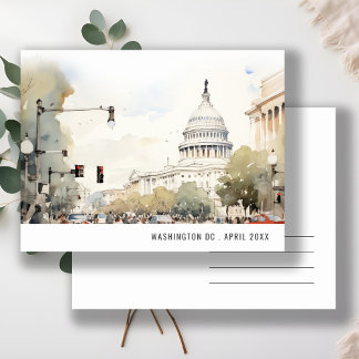Chique Minimaal Washington DC, VS Aquarel Reis Briefkaart