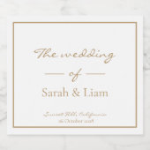 Chique minimaal | Witte en gouden bruiloft fles Sparkling Wijnetiket (Enkel label)