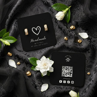 Chique Minimaal Zwart Handgemaakte Sieraden Displa Vierkante Visitekaartje