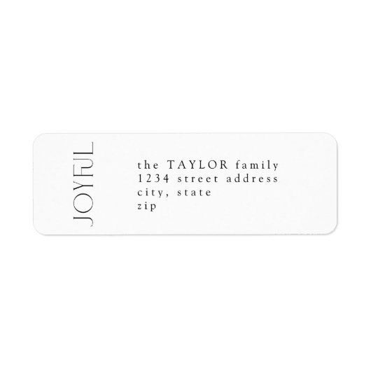 Chique minimaal zwart vrolijk kerst retour adres etiket (Voorkant)