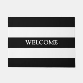 Chique minimaal zwart wit lijnen strepen op maat deurmat