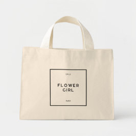 Chique Minimal Frans Zwart-wit Bloemenmeisje Naam Mini Tote Bag