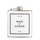 Chique Minimal Frans Zwart & Wit Maid of Honor Heupfles (Voorkant)