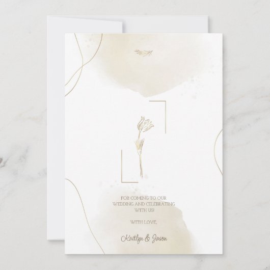 Chique minimale aangepaste foto dank u bruiloft bedankkaart (Achterkant)