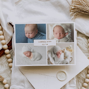 Chique minimale baby fotosamengestelde aankondigin kaart