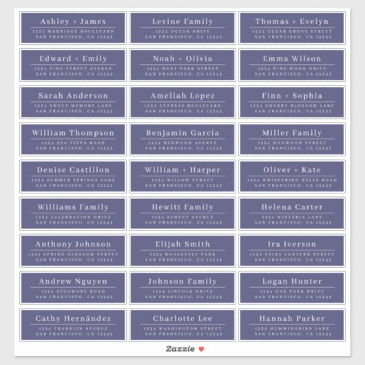 Chique minimale blauwe adreslabels voor bruiloftsg sticker (Vel)