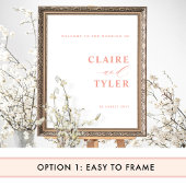 Chique minimale blush roze perzik bruiloft welkom  poster