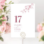 Chique minimale botanische bordeaux, roze bruiloft kaart