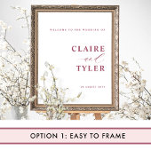 Chique minimale Bourgondische bruiloft welkom teke Poster