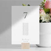 Chique minimale bruiloft tafel nummer & gastenlijs feestdagenkaart