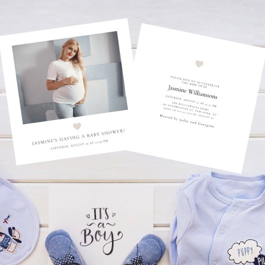 Chique minimale foto baby shower kaart