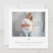 Chique minimale foto baby shower kaart (Voorkant)