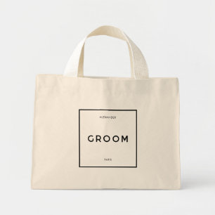 Chique minimale Franse zwart-wit bruidegom naam Mini Tote Bag