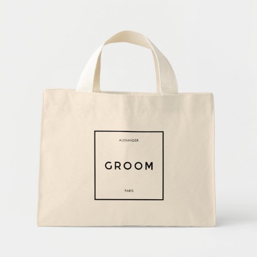 Chique minimale Franse zwart-wit bruidegom naam Mini Tote Bag (Voorkant)