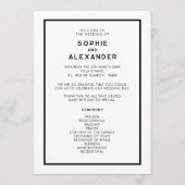 Chique minimale Franse zwart-wit bruiloft Programmakaart (Voorkant)