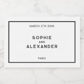 Chique minimale Franse zwart-wit bruiloft Sparkling Wijnetiket (Enkel label)